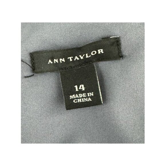 Ann Taylor Tiered Cream Lace Hem Chambray Sleeveless Dress Women's Size 14 - Picture 4 of 9